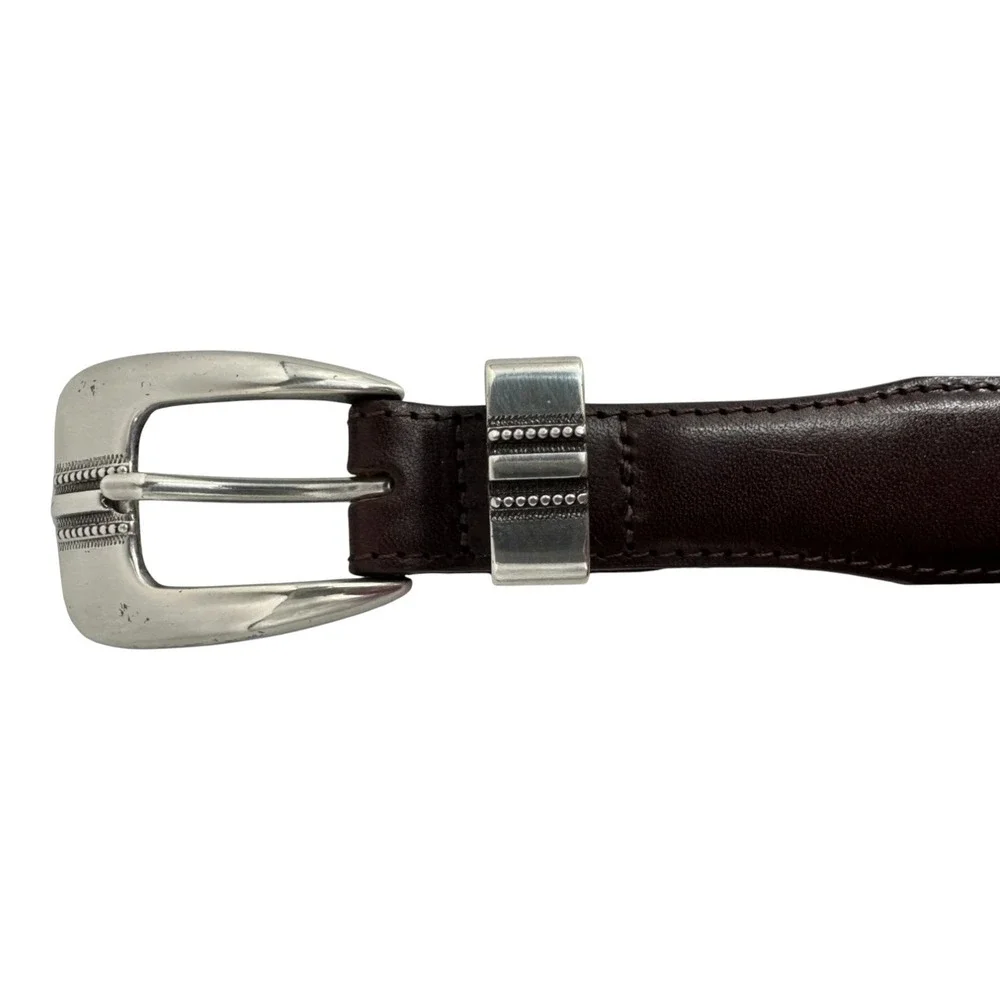 Brighton Onyx Men's 1998 Golf Motif Brown Leather Woven Inlay Belt Size 38